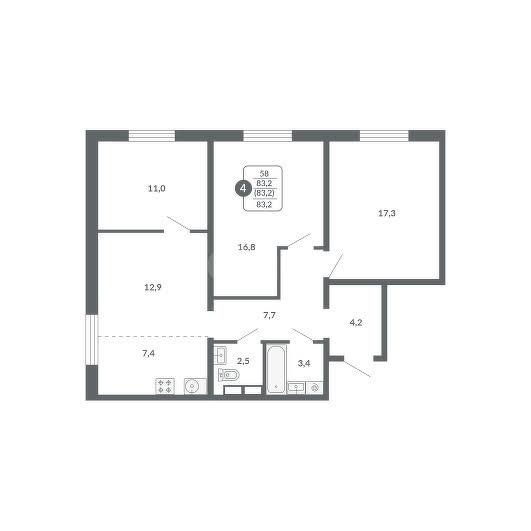 планировка квартиры 83 м2
